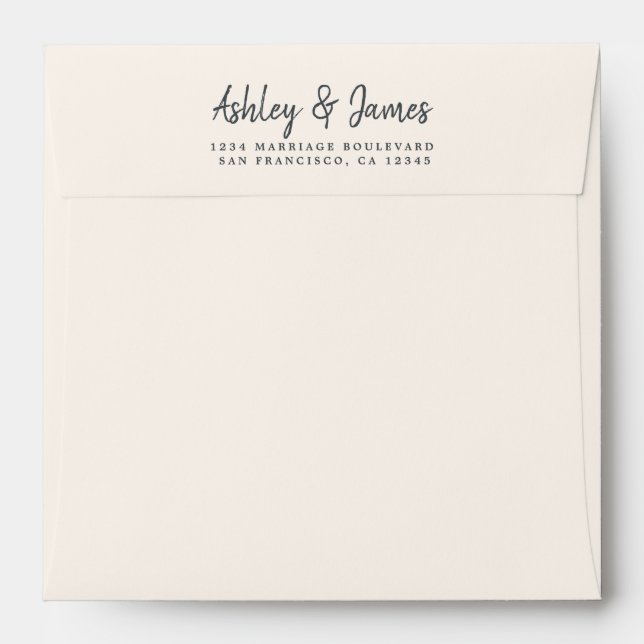 Ivory Wedding Return Address Square Envelope (Back (Top Flap))