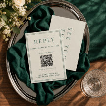 ivory Wedding RSVP Card with QR Code