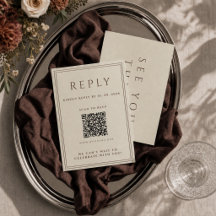 ivory Wedding RSVP Card with QR Code