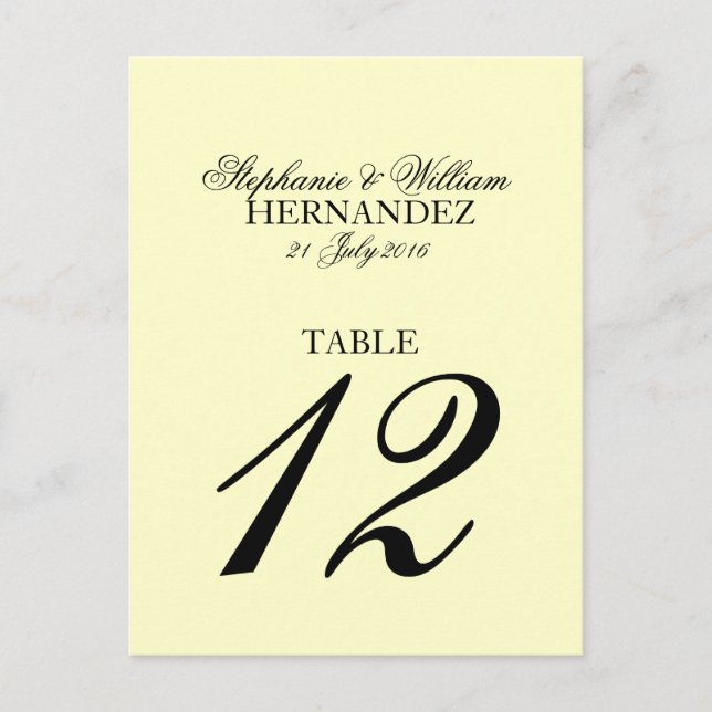 Ivory Wedding Table Number Postcard (Front)