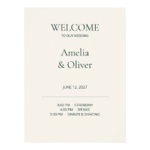 Ivory Wedding Welcome Sign with Timeline