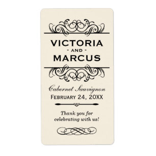 Ivory Wedding Wine Bottle Monogram Favour Labels