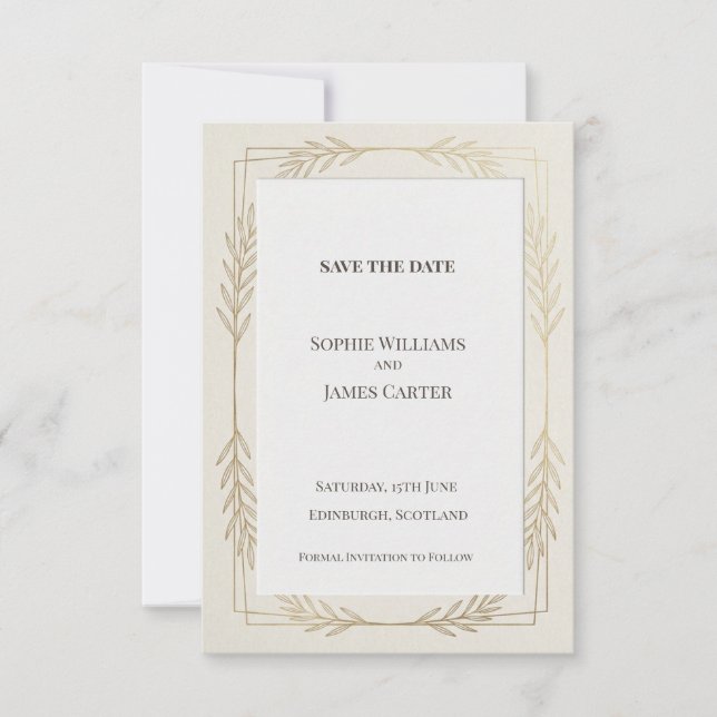 Ivory Wheat Border Save The Date (Front)