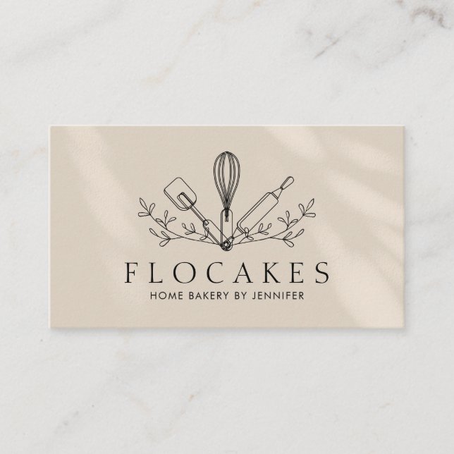 Ivory Whisk Pastry Chef Home Bakery Cafe Pastry Business Card (Front)