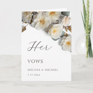 Ivory White 3D Roses Wedding Vow Card