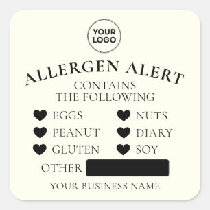 Ivory White Allergy Alert Bakery Cake Food Sticker