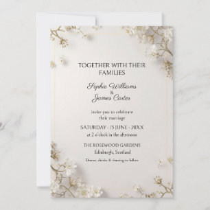 Ivory White Blossom Wedding Invitation