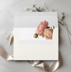 Ivory & White Chic Blush Rose Wedding Envelope