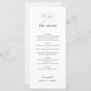 Ivory & White   Chic Faux Gold Floral Wedding  Menu