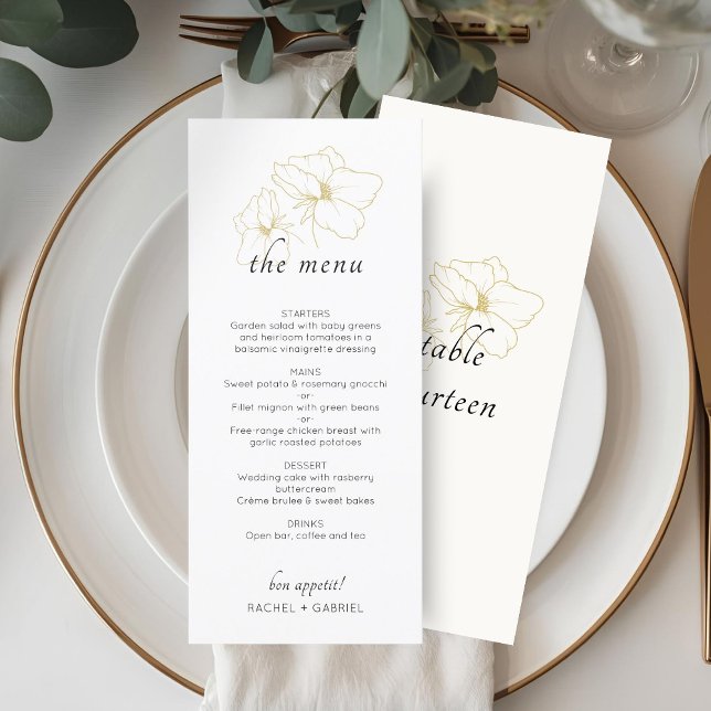 Ivory & White | Chic Floral Wedding  Menu (Creator Uploaded)