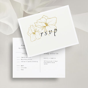 Ivory + White   Chic Floral Wedding RSVP Postcard