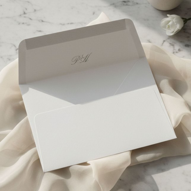 Ivory White | Chic Minimalist Calligraphy Wedding  Envelope (Creator Uploaded)
