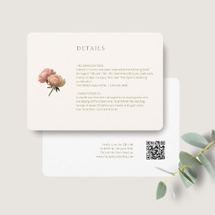 Ivory & White Chic Rose Wedding Detail QR Code Enclosure Card