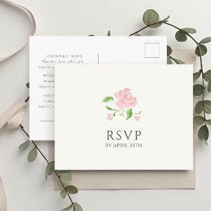 Ivory & White Chic Wedding RSVP Response Postcard