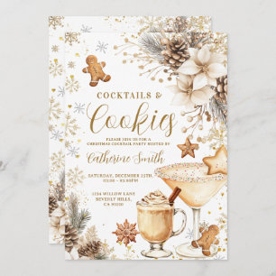 Ivory White Cocktails and Cookies Party Invitation