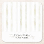 Ivory White Cream Stripes Wedding Square Paper Coaster<br><div class="desc">Ivory White Cream Stripes Wedding</div>