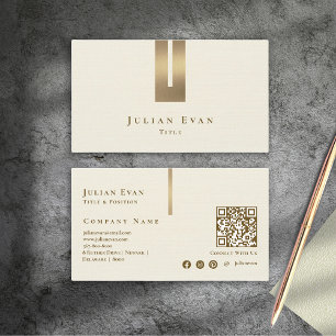 Ivory White Creamy Glitter Gold Artistic Geometry Business Card