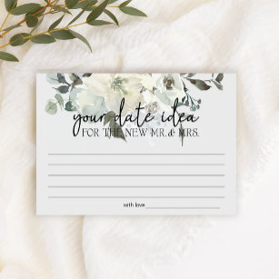 Ivory White Floral Date Night Idea Shower Game Stationery