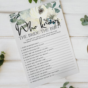 Ivory White Floral Game Who Knows Bride Best Flyer