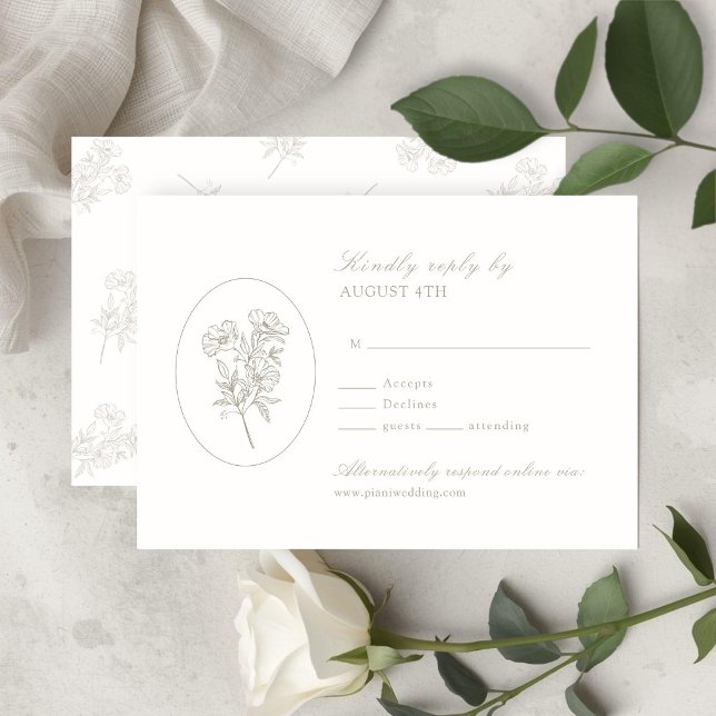 Ivory White | Floral Wedding RSVP Card (Creator Uploaded)