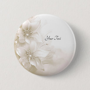 Ivory White Flowers Button