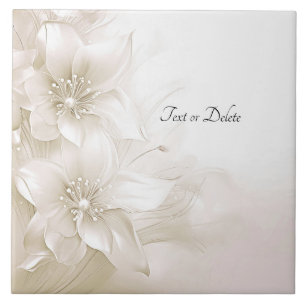 Ivory White Flowers Ceramic Tile
