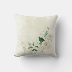  ivory white flowers greenery cushion