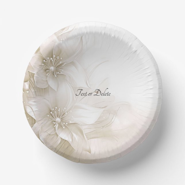 Ivory White Flowers Paper Plate (Front)