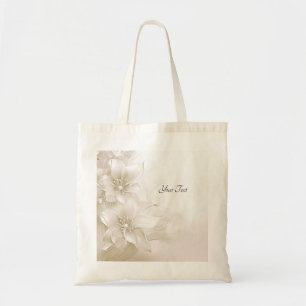 Ivory White Flowers Tote Bag