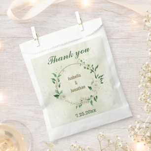 ivory white flowers wedding favour bags