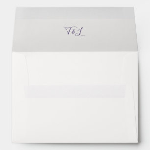 Ivory & White   Lavender Initials Wedding Envelope