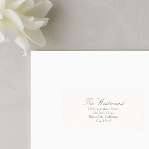 Ivory White Minimalist Calligraphy Wedding Labe Label