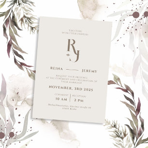 Ivory White Minimalist Elegant Wedding Invitation