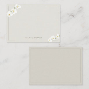Ivory White Orchids Simple Elegant Wedding Couple Card
