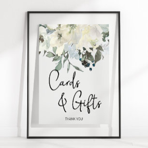Ivory White Roses Floral Card & Gifts Poster