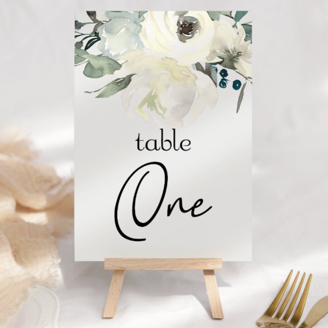 Ivory White Roses Floral Wedding Table Number (Creator Uploaded)