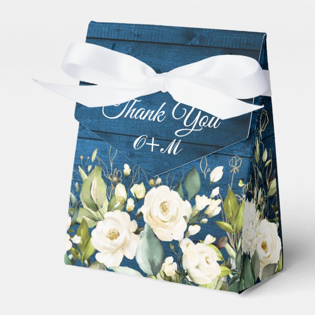 Ivory White Roses Greenery  Floral Gift Wedding Fa Favour Box (Front Side)