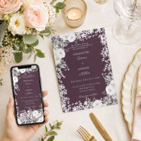 Ivory white roses plum snow winter wedding