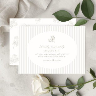 Ivory White & Sand   Floral Striped RSVP Response