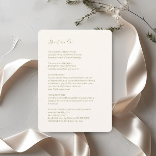 Ivory & White Script Minimal Wedding Detail Enclosure Card