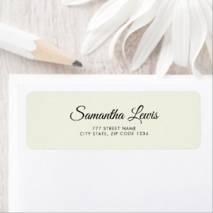 Ivory White Simple Elegant Script Return Address