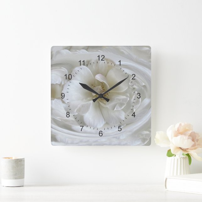 Ivory white square wall clock (Home)
