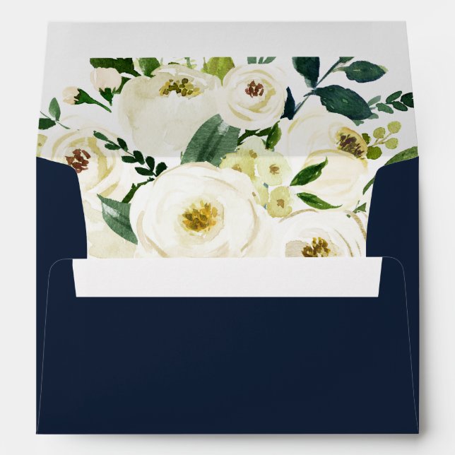 Ivory white watercolor floral envelope (Back (Bottom))