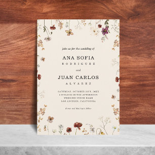Ivory Wildflower Garden Fall QR Code RSVP Wedding Invitation