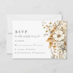 Ivory Wildflower Wedding RSVP Card
