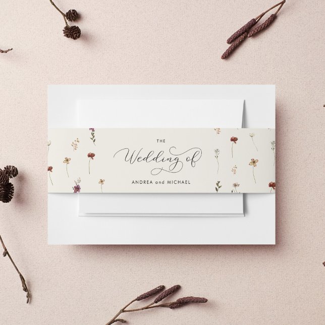Ivory Wildflowers Fall Autumn the Wedding of Invitation Belly Band (Creator Uploaded)
