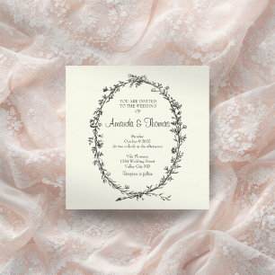 Ivory With Black Wreath Invitation
