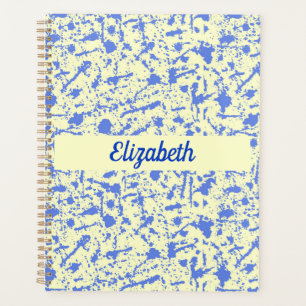 Ivory with blue watercolor splatter design planner
