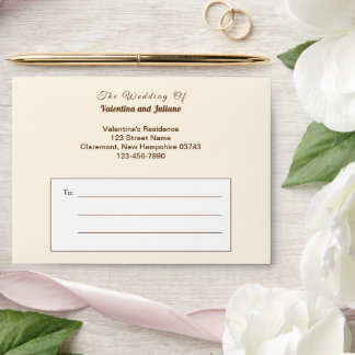 Ivory with Brown Typography Wedding Envelope