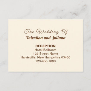 Ivory with Brown Typography Wedding Reception Enclosure Card
